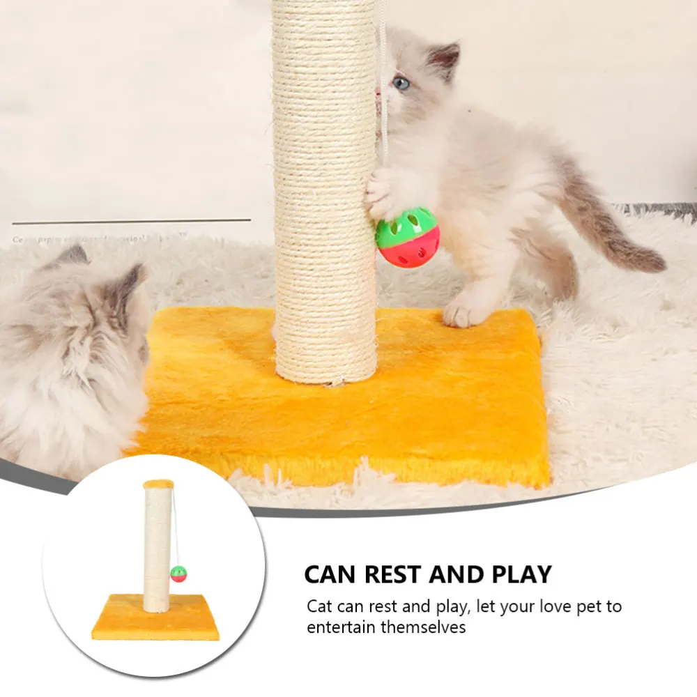 

1Pc Wear-resistant Cat Scratcher with Bell Practical Cat Climbing Frame Yellow