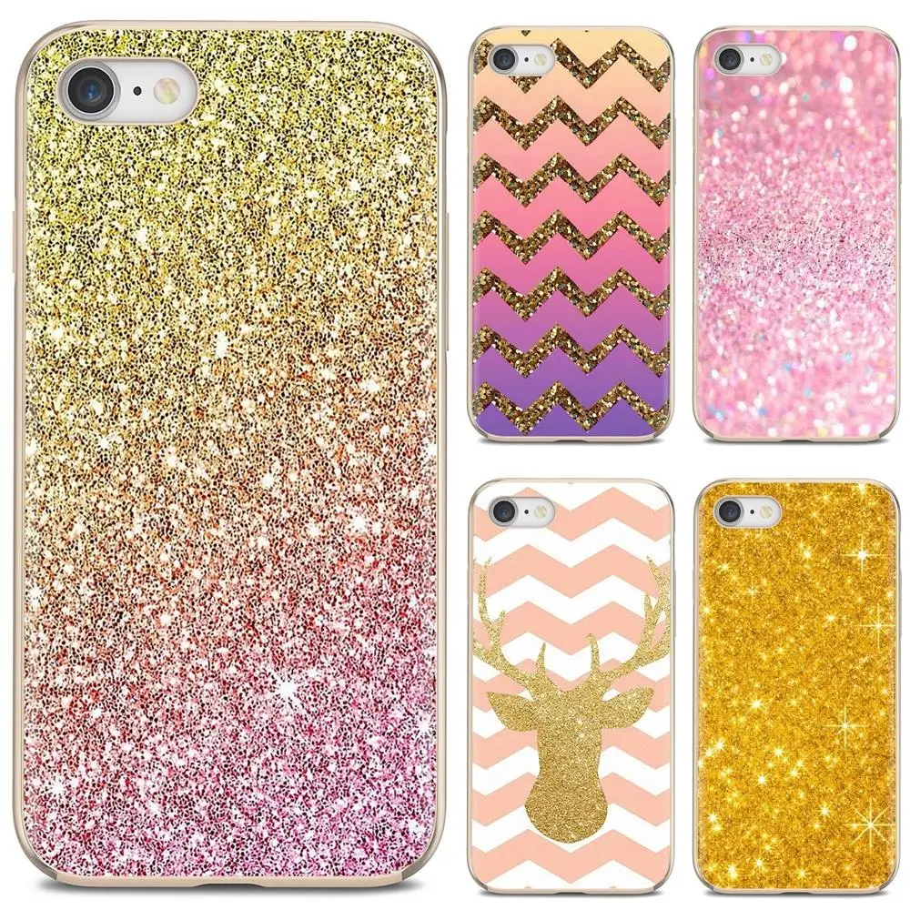 

For iPhone iPod Touch 11 12 Pro 4 4S 5 5S SE 5C 6 6S 7 8 X XR XS Plus Max 2020 Soft Cases Cover Pink gold glitter sparkles