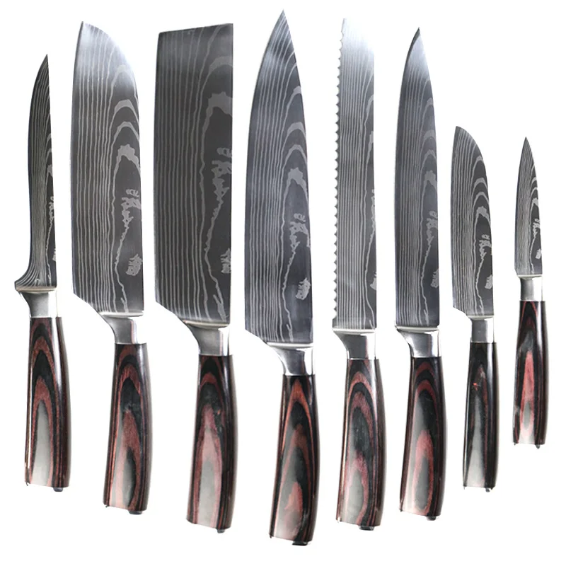 8 шт. профессиональные кухонные ножи из нержавеющей стали нож шеф повара острый