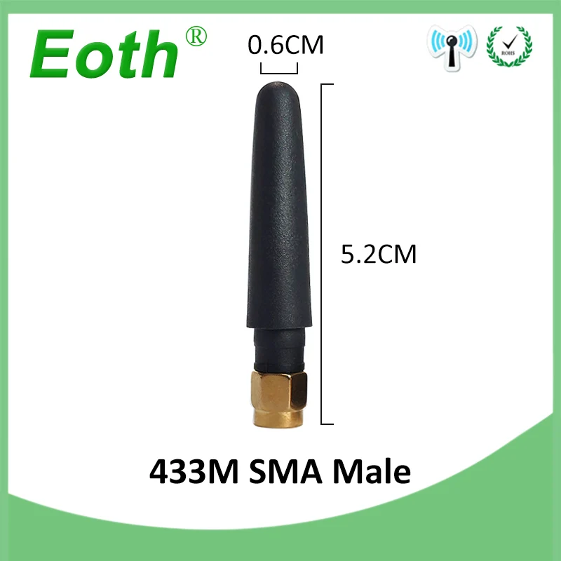 EOTH 5pcs 433mhz antenna 2~3dbi sma male lora antene pbx iot module lorawan signal receiver antena high gain