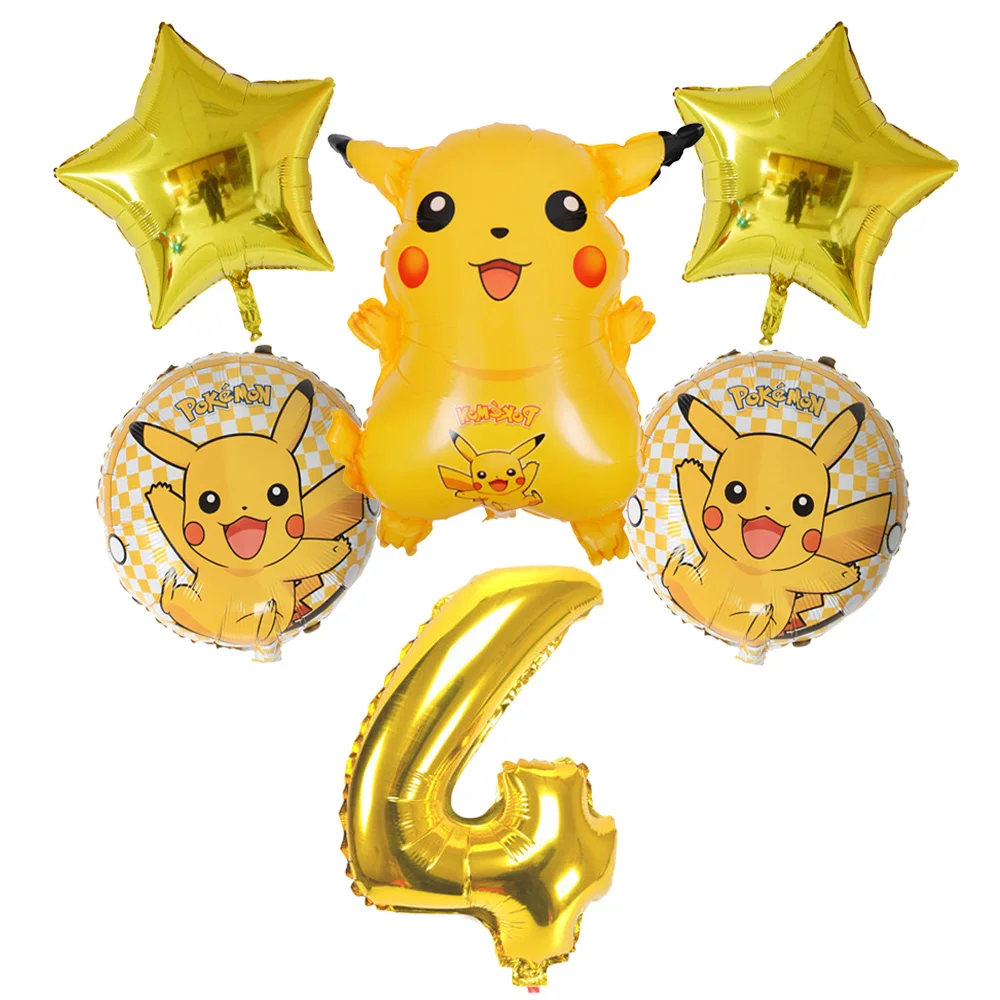 6Pcs/set 32 inch Number Birthday Party Balloon Pokemon Pikachu Foil Balloons Inflatable Kids Decors Supplies globos | Дом и сад