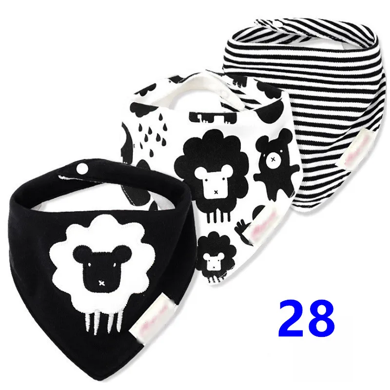 28 3pcs Organic Cotton Baby Scarf Muslin Burp Cloth Bandana Bibs Newborn Baby Boy Infant Girl Toddler Winter Scarf Waterproof Bib - Цвет: 28