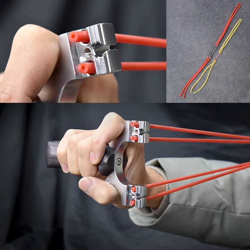 

Upgrade Multi-function Hunting Slingshot Outdoor High Precision Shooting Laser Sight Catapult with Flat and Round Rubber Band