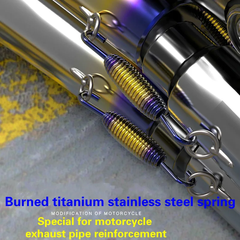 

Motorcycle New Exhaust Pipe Reinforced Spring Modified Exhaust Pipe Tension Spring Titanium Burnt Color Spring Stainless Steel