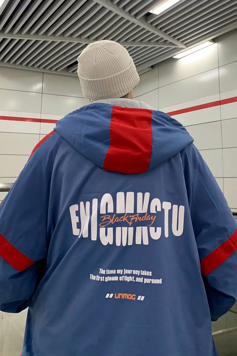 

2020 Winter New Youth Popular Thickening Plus Velvet Color Matching Hooded Cotton Jacket Fashion Casual Loose All-match Top