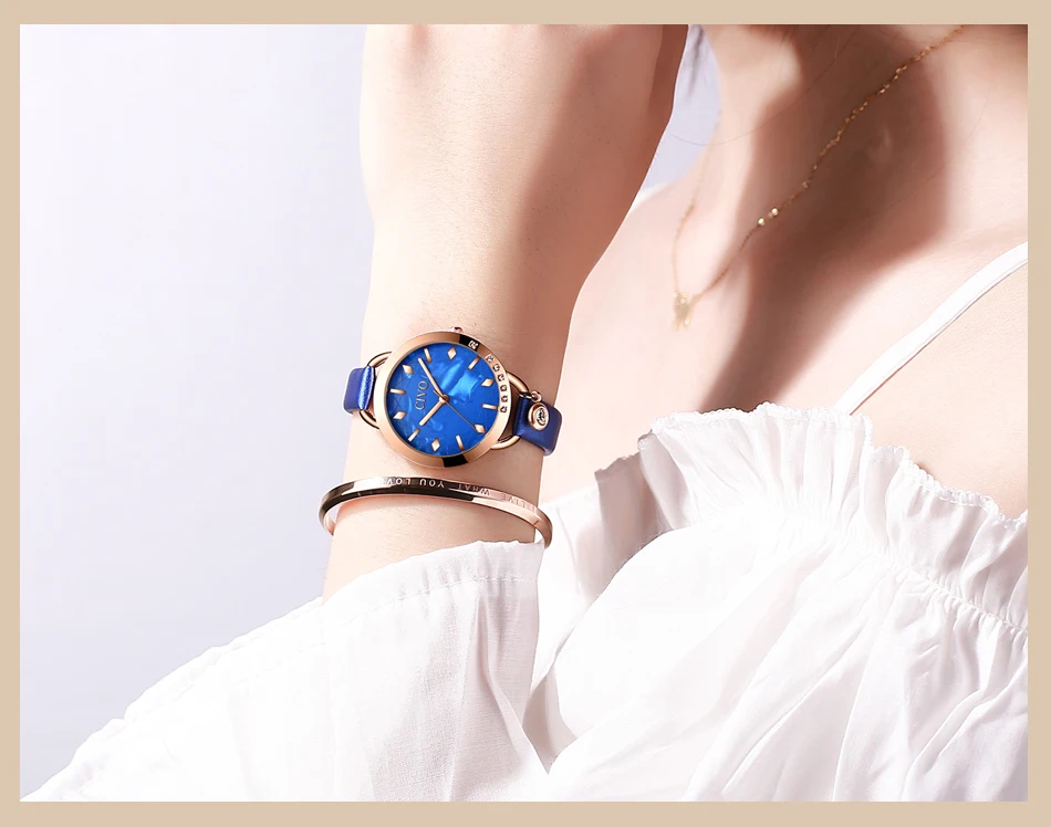 Relogio feminino CIVO модный синий кожаный ремешок женские наручные часы Роскошные Кристальные водонепроницаемые повседневные часы женские подарочные часы