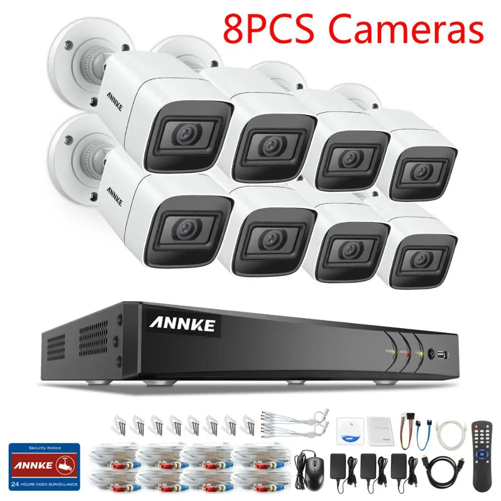 8PCS Cameras ANNKE 4K 8CH HD ультра четкие кадры CCTV системы безопасности 5в1 H.265 DVR с 4X или 8 Мп Открытый Всепогодный домашний видео комплект - Цвет: 8PCS Cameras