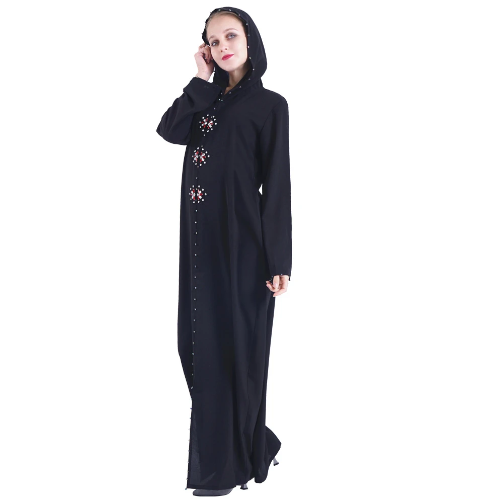 

Moroccan Hooded Colorful Beads Hand Sewn Rhinestone Ladies Abaya Dress Islamic Clothes Muslim Dress Jilbab Djellaba Robe