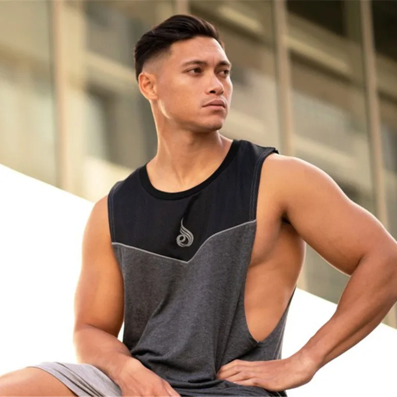 Мужская майка для фитнеса Летний жилет бодибилдинга бега без рукавов
