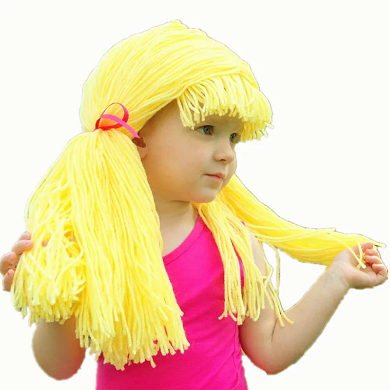 Шапка-парик BomHCS для детей зимняя теплая вязаная шапка ручной работы из 100%