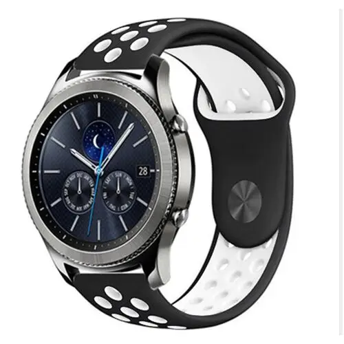 black white Gear S3 Frontier ремешок для спортивных часов для samsung Galaxy watch 46 мм 42 мм ремешок 22 мм 20 мм силиконовый ремешок amazfit bip браслет аксессуары - Цвет ремешка: black white