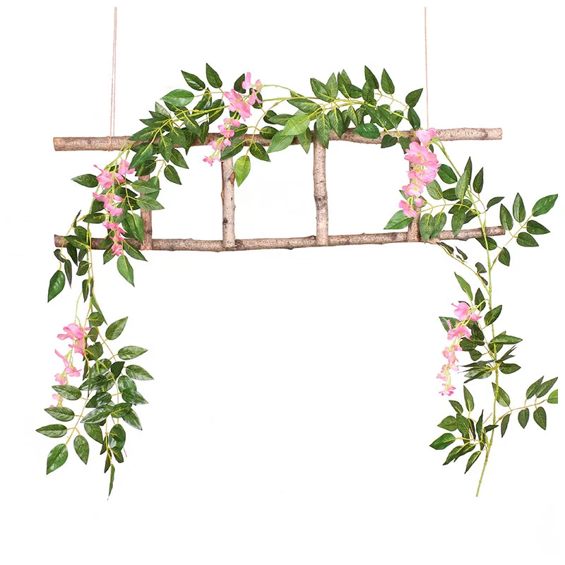 Decoraci&oacute;n de techo de flores de glicina, simulaci&oacute;n de rat&aacute;n, creativa, para celebraci&oacute;n de boda, hojas falsas de pl&aacute;stico, 12 piezas-2