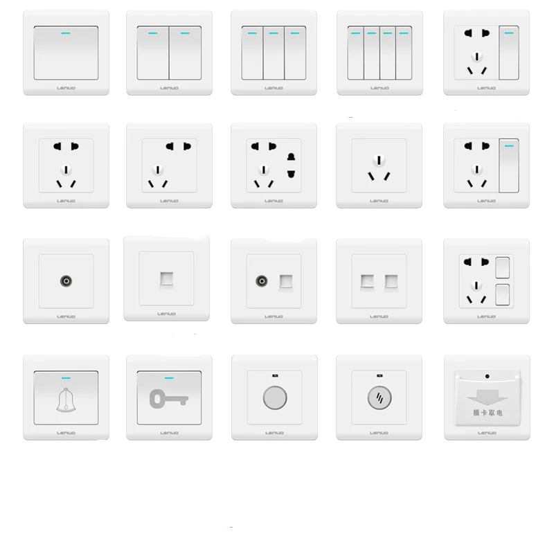 

Various Types Button Switch Socket Panel 10A Power Supply Two Three Socket Wall Light Switch Electrical Accessories