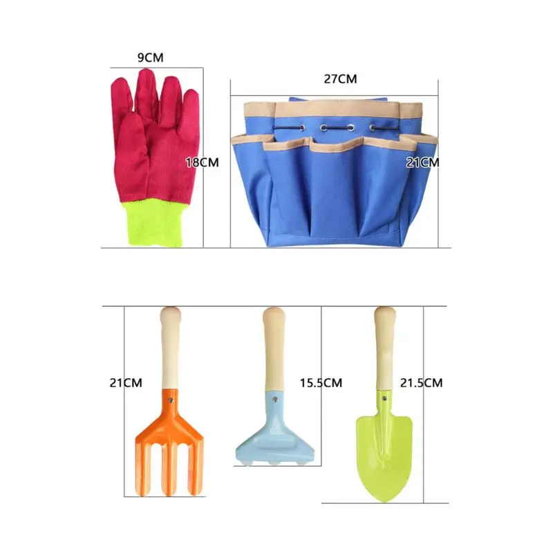

Children Kids Garden Tools Set Mini Gardening Shovel Harrow Rake Watering Can Toys with Tools Bag