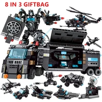 820pcs city police station car helicopter diy building blocks swat weapons truck ship robot bricks educational toys for children
