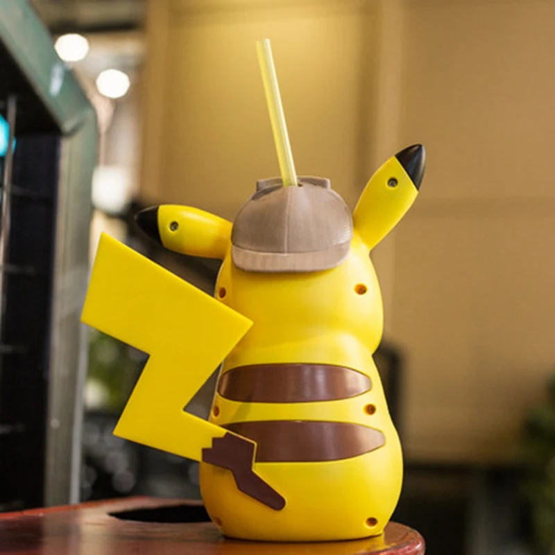 Action Pokemons Straw Cup Detective Pikachu Figurine Popcorn Bucket Toys for children Cute Water Cups Kids Birthday Gift | Игрушки и