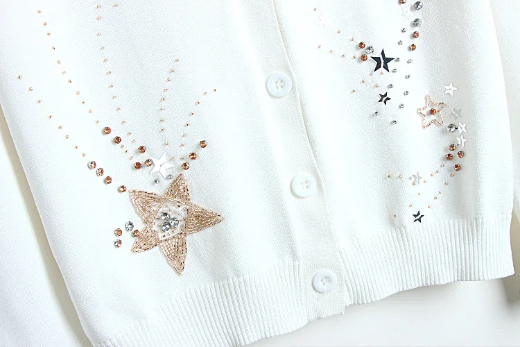 Роскошный кардиган с вышивкой бисером женский свитер весна 2019 Новый однобортный