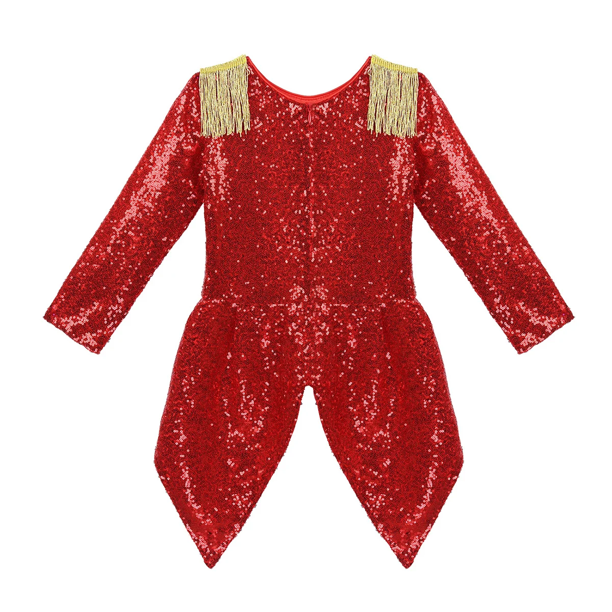 

Kids Girls Ringmaster Circus Costume for Halloween Cosplay Party Fancy Dress Up Shiny Sequins Bowtie Fringe Swallow-Tailed Coat