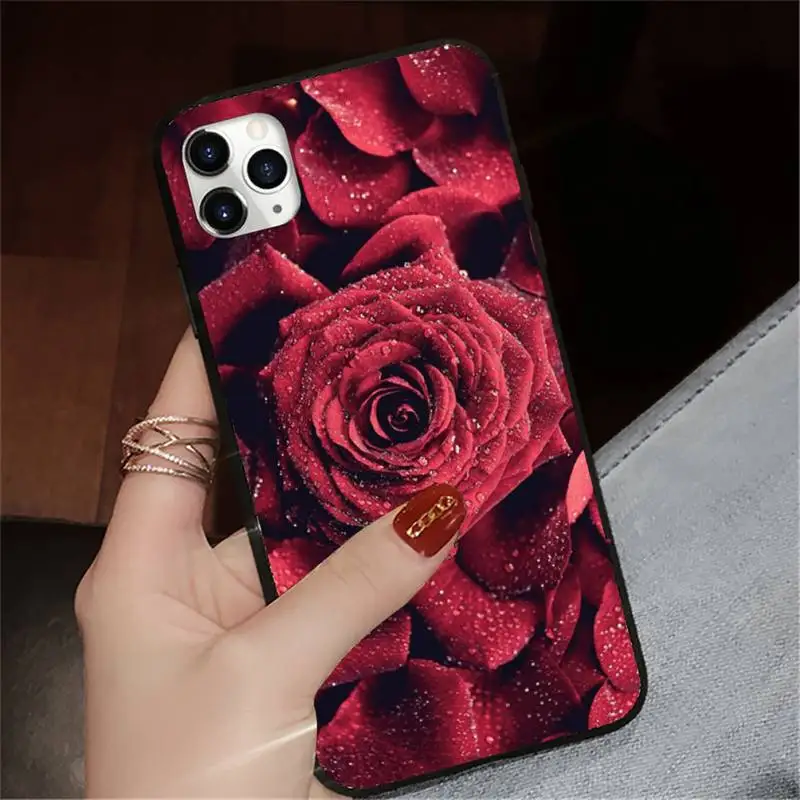 

Red rose flower pattern Phone Case for iPhone 11 12 pro XS MAX 8 7 6 6S Plus X 5S SE 2020 XR