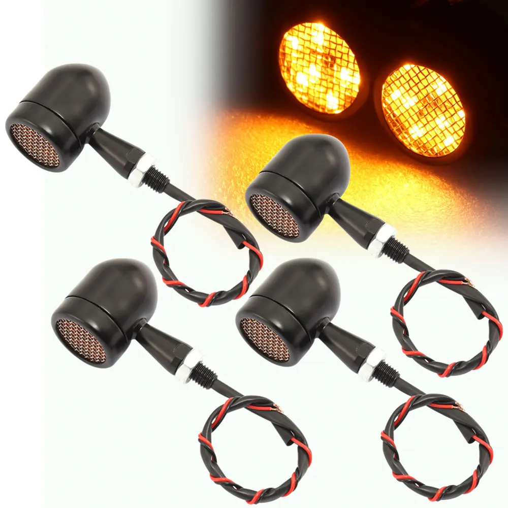 Универсальный 2 пара черные мотоциклетные Ретро Алюминий 12V Индикатор