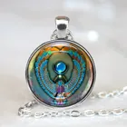 Ожерелье-цепочка в стиле ретро Египетский Скай символ силы стеклянный кабошон кулон Египет подвеска амулет эффектные ювелирные изделия