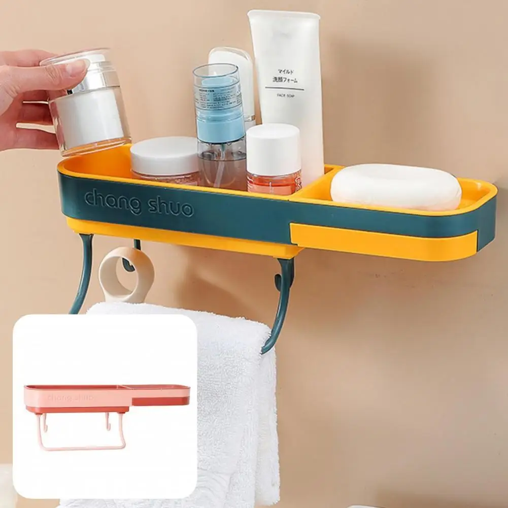 

Стильная полка для душа и туалетных принадлежностей из АБС-пластика, простой в установке органайзер для ванной комнаты с крючками для общеж...