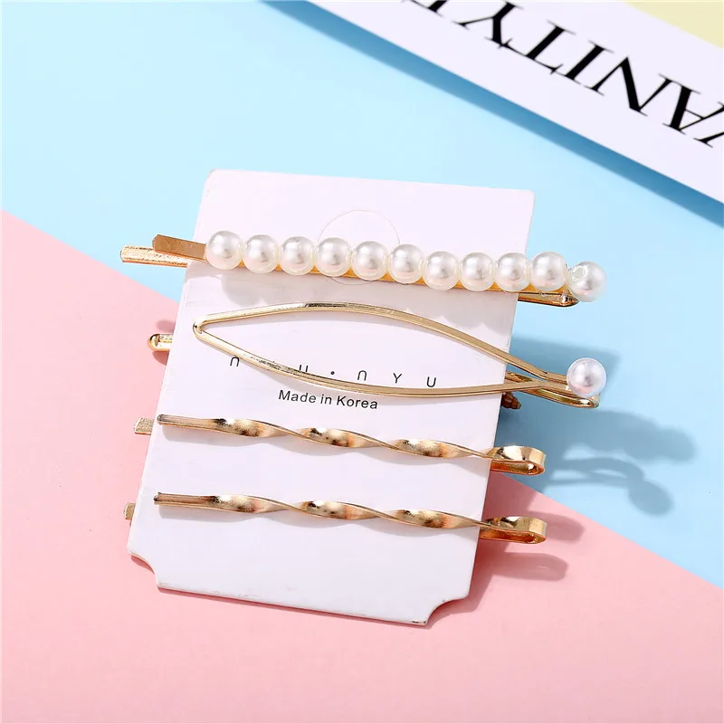 FDYDY044A2 and gift Купить 1 получить 1 бесплатно Модный корейский комплект заколки для волос с искусственным жемчугом для женщин и девушек серебряные заколки для волос ювелирное изделие Новинка - Окраска металла: FDYDY044A2 and gift