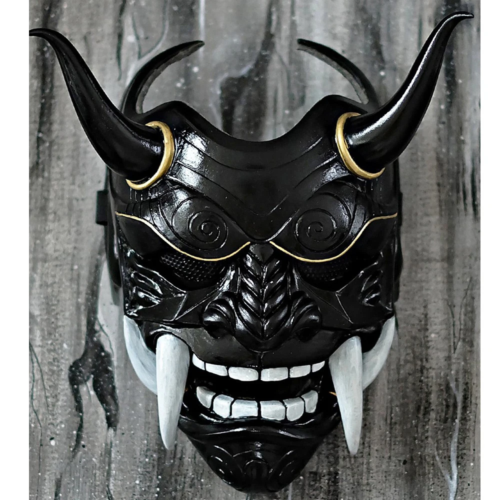 Маска самурая красная Prajna маска Cospiay Noh японская латексная гримаса Fangs смешные