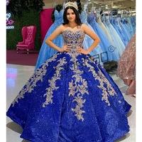 fanshao wd634 quinceanera dress sequin sweetheart vestido gold appliques beads sleeveless for 15 girls exquisite ball gown