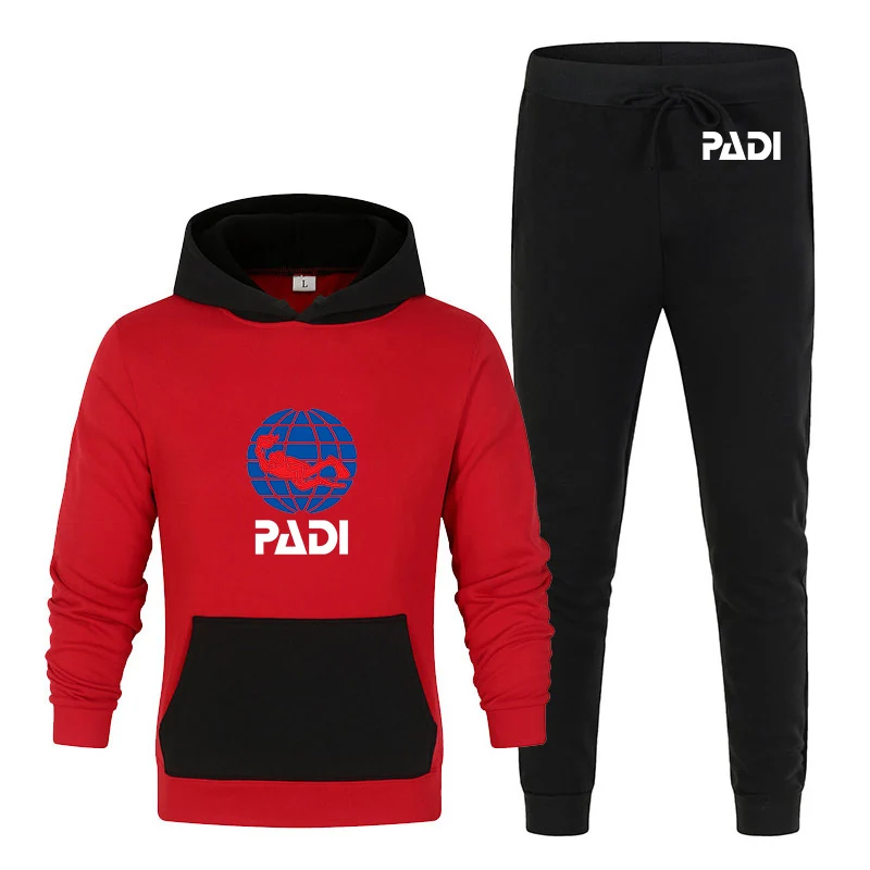 

Men's Brand Scuba driver Padi Logo Print Set Harajuku Jackets Sport Suits Hip Hop Male Hoodies Casual Sweatpant Set