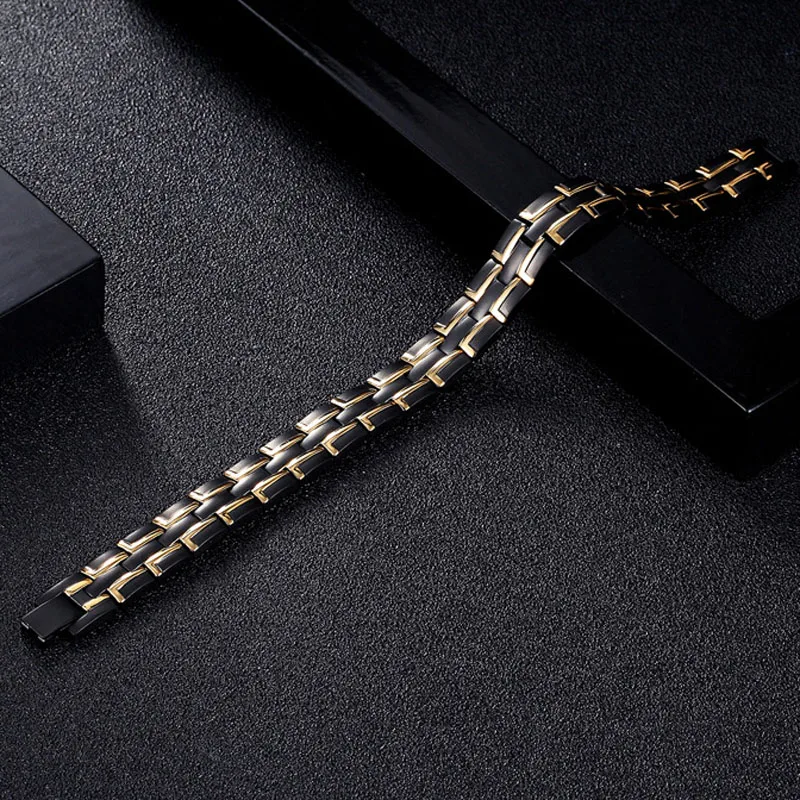 Черный магнитный браслет для мужчин из титановой нержавеющей стали