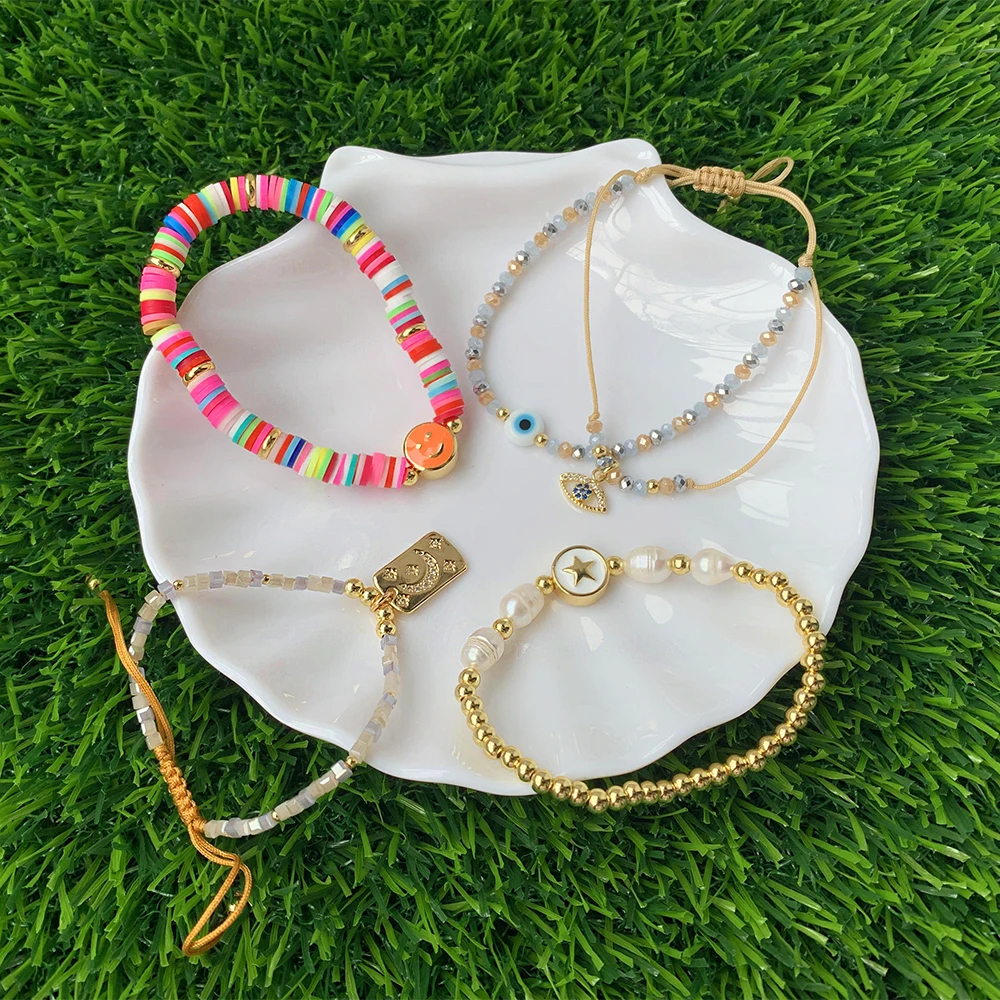 

Lucky Rainbow Bracelet Gold Plated In Roll Beaded Chain DIY Handmade Making For Women Gift