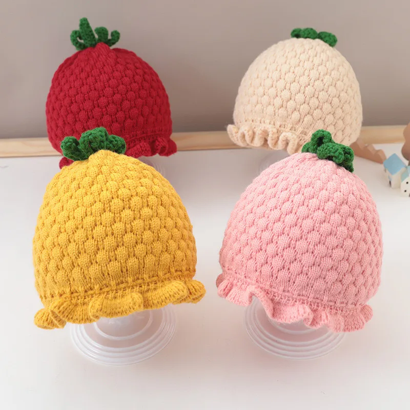 

Fruit shape Children Fruit Knitted Cap Korean Sweet Cap candy color Cap Warming Cap for Baby boys girls Fisherman's hat