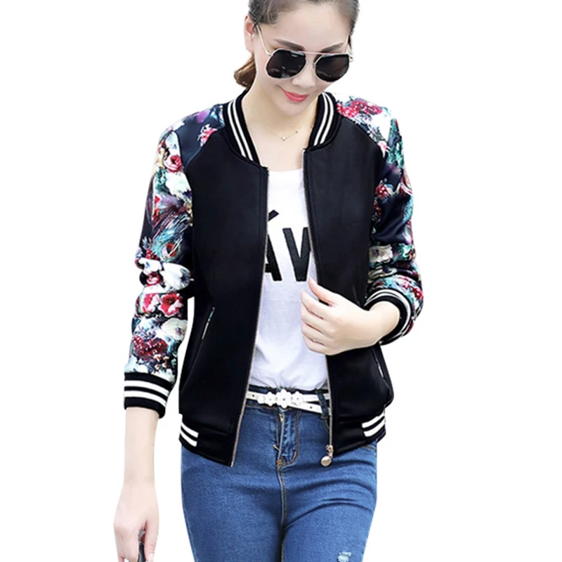 

2021 модная осенняя куртка-бомбер с принтом, Женская Базовая куртка с длинным рукавом, повседневные женские пальто, женская верхняя одежда, вы...