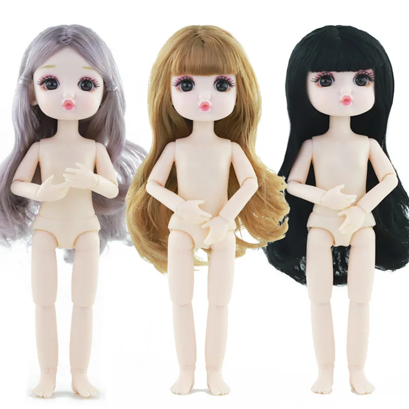 

New Body 19cm BJD Doll 13 Movable Jointed Dolls Cute Toot Mouth Brown Eyes Doll for Girls DIY Toys Nude Body Fashion Gift