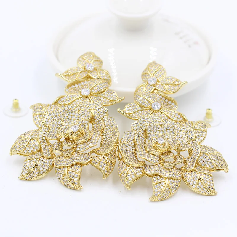 

Wick dolia earrings female party swingable earrings zircon beautiful earrings wedding jewelry ladies tassel rose gold earrings b