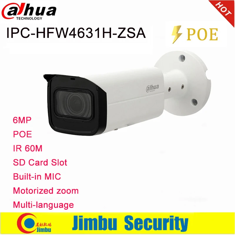Dahua IP камера 6MP IPC-HFW4631H-ZSA 2,7~ 13,5 мм обновленная версия IPC-HFW4431R-Z со встроенным микрофоном слот для sd-карты PoE
