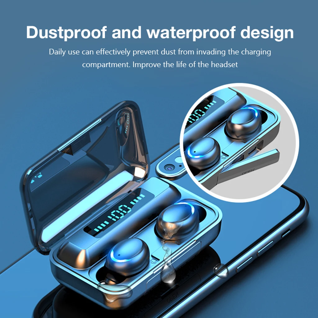 

TWS Bluetooth 5.0 Earphones Wireless earphone 9D Stereo Sports Waterproof Earbuds Headsets With Microphone F9-10 F9-5 F9-5C F9
