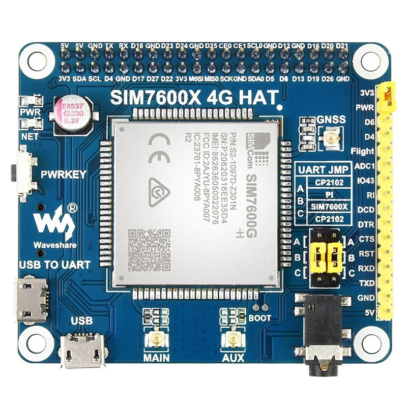 

Waveshare SIM7600G-H 4G Expansion Module For Raspberry Pi GNSS GPS LBS Positioning Global Communication Support 3G/2G