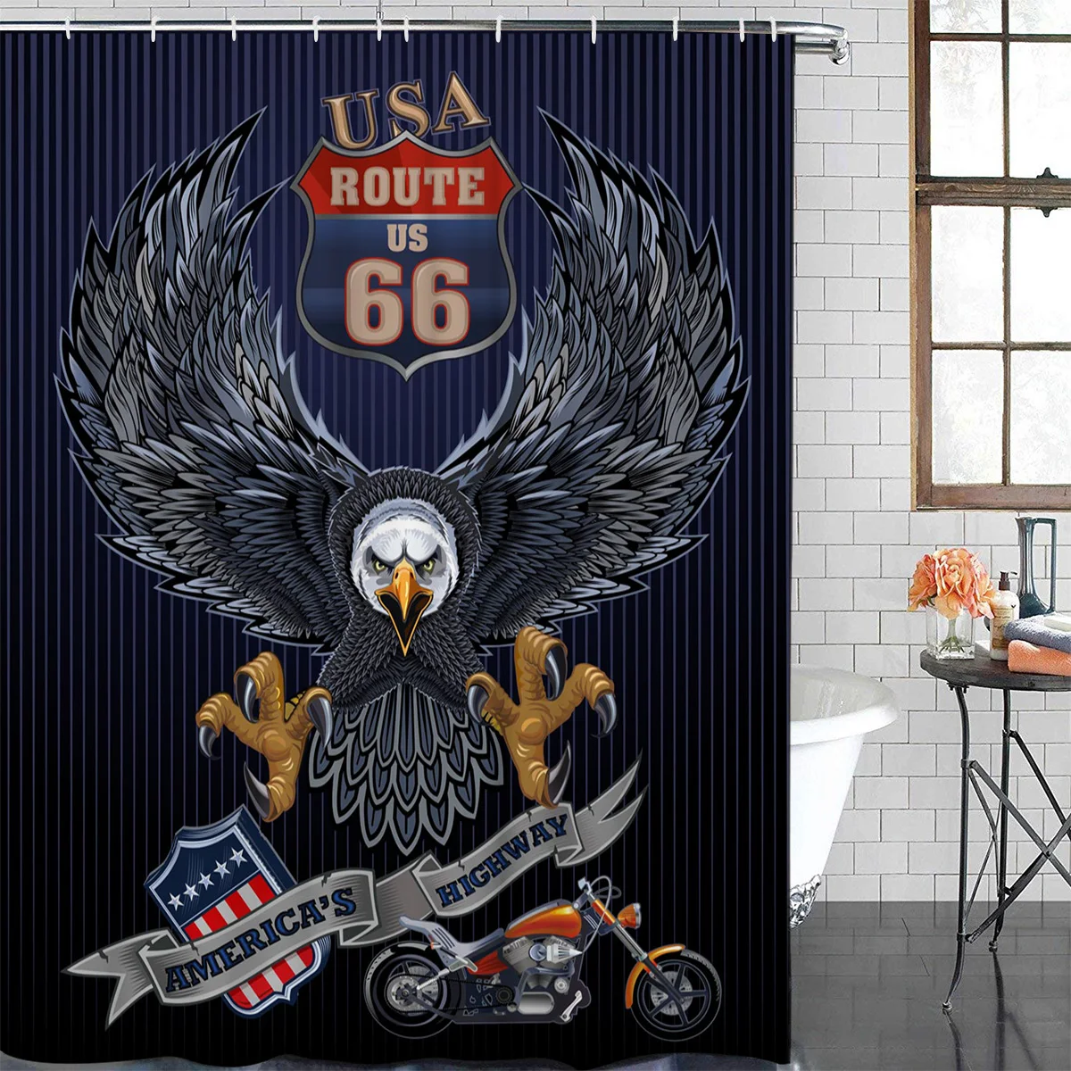 Баннер с орлом мотоциклетная занавеска для душа изображениями