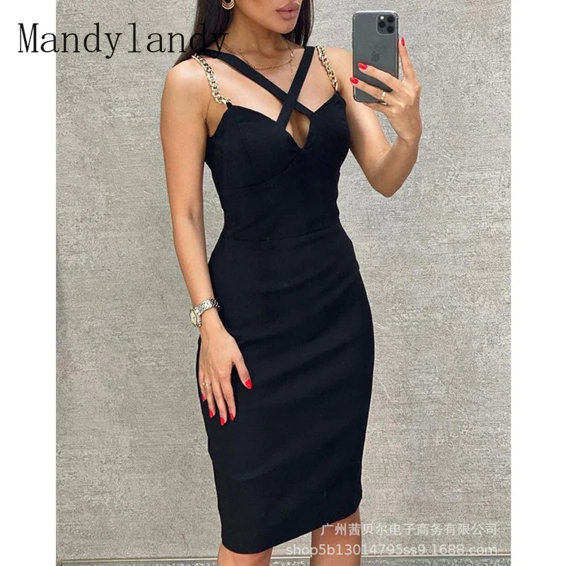 

Mandylandy Women's Elegant Bodycon Dress Lady Sexy Fashion Sleeveless Halter High Waist Corset Party Evening Dress