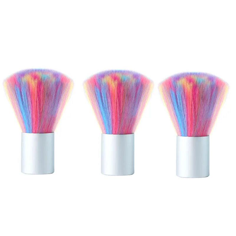 

3Pcs Portable Rainbow Color Nail Art Brush Nail Dust Brush UV Gel Nail Cleaning Nail Brush Nail Care Manicure Tools