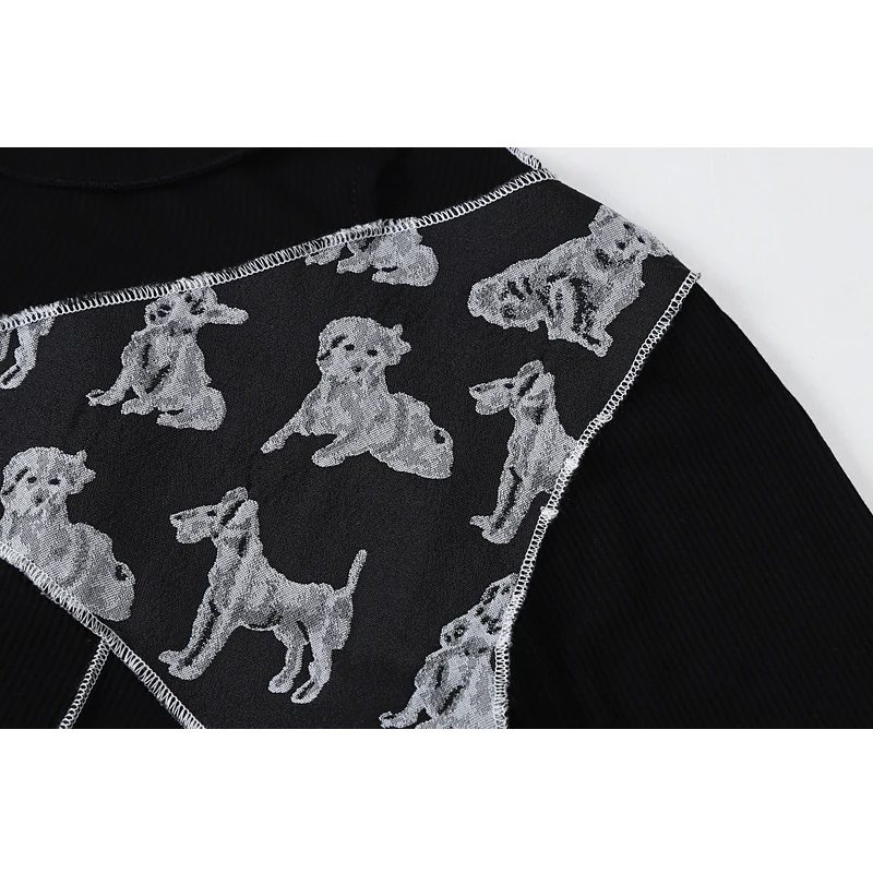 Футболка женская с длинным рукавом уличная одежда соединением Модный черный