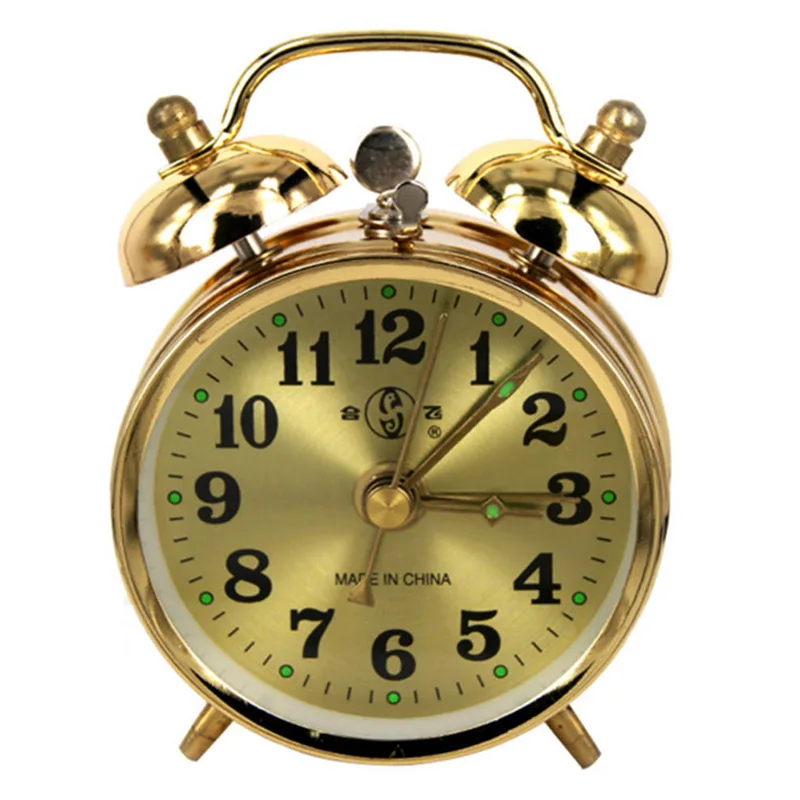

Vintage Mechanical Alarm Clock Retro Iron Double Bell Clock With Noctilucent Function Bedroom Living Room Decor Gold 7cm