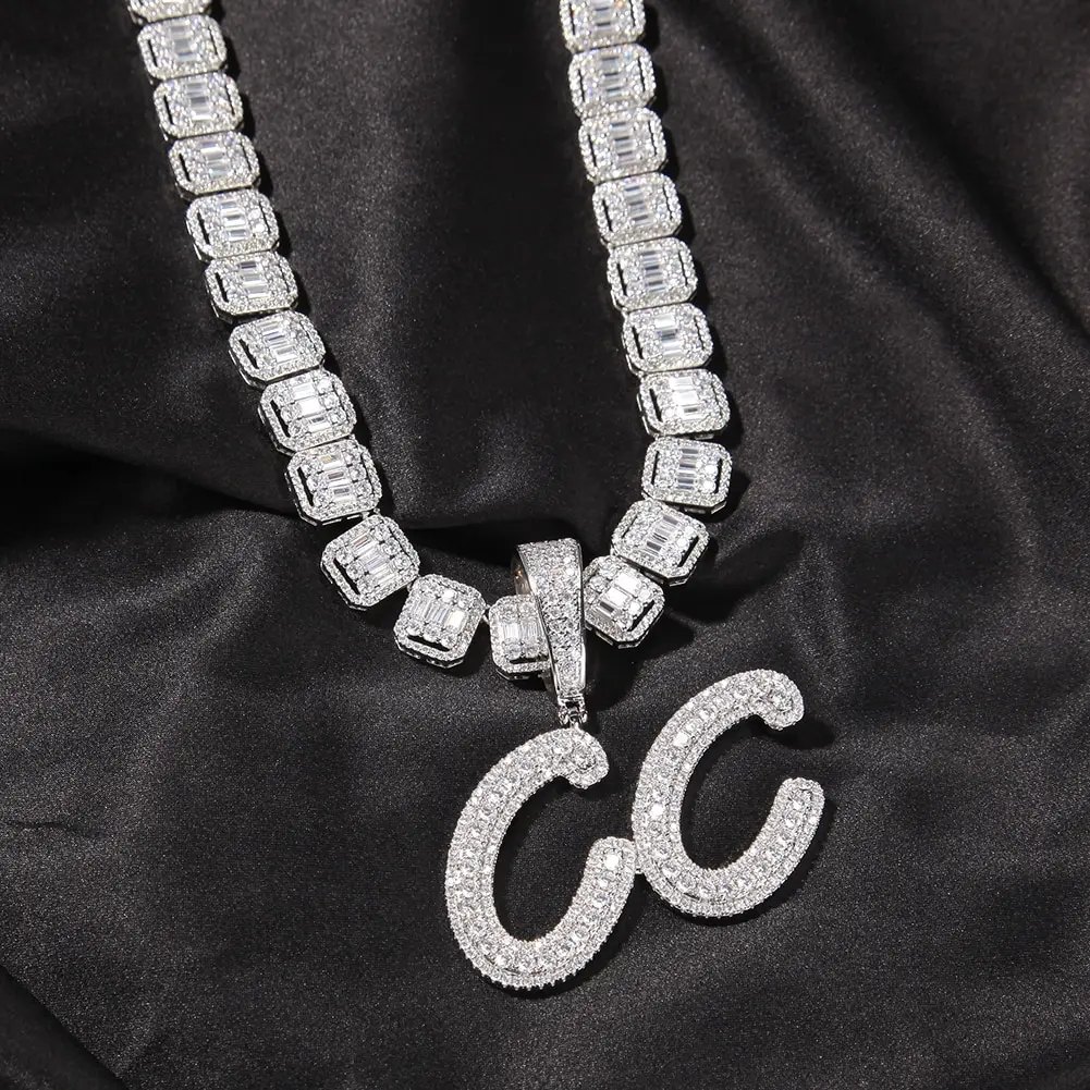 Ожерелье в стиле хип-хоп с кисточкой и шрифтом ожерелье форме багета цепочка