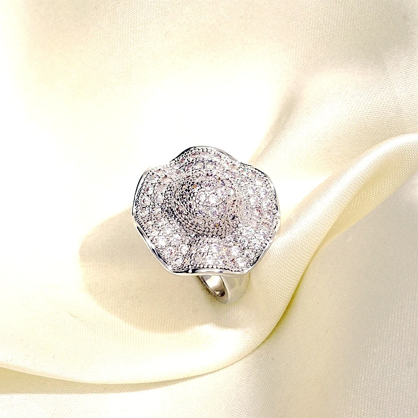 Винтажные Цветочные популярные кольца уникальные большие для женщин золотого