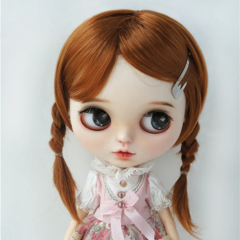 【JUSUNS】Doll peruk kızlar için! Bebek peruk JD509 10-11 inç 26-28cm sentetik tiftik BJD saç doğa Twins ülke kız örgüler peruk