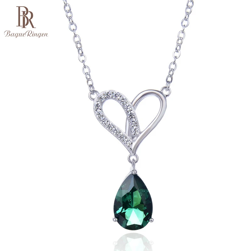 

Bague Ringen Charms Necklace for Women Pure Silver 925 Jewelry Clavicle Chain Water Drop Shaped Gemstone Pendant Female Gift
