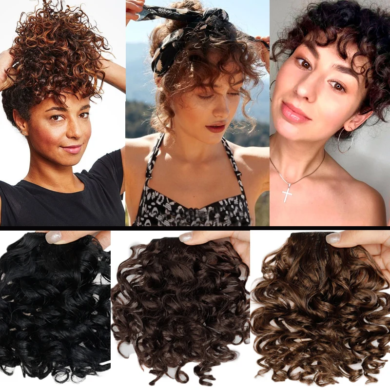 WERD вьющиеся имитация челок заколка для волос натуральные синтетические чёрный