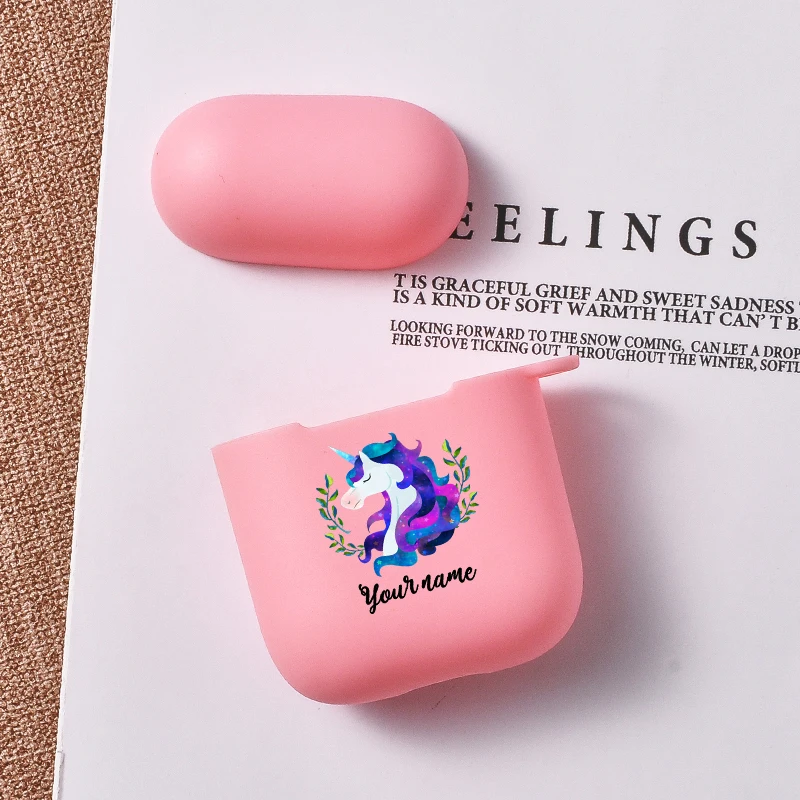 Мультяшный чехол с единорогом для Apple Airpods Bluetooth наушниками Розовый Мягкий